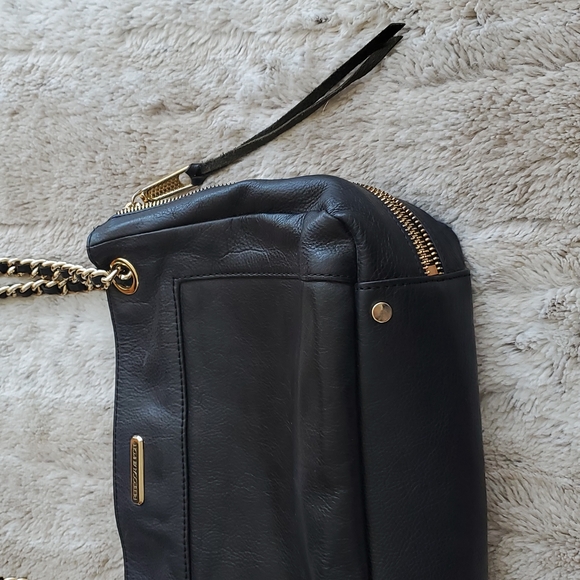 Rebecca Minkoff Black Leather Medium Convertible Shoulder Bag Gold Hardware - Picture 4 of 8